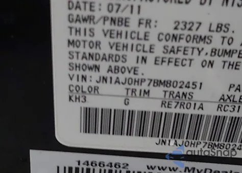 2011 Infiniti Ex35 Journey из США, поврежденный, VIN JN1AJ0HP7BM802451